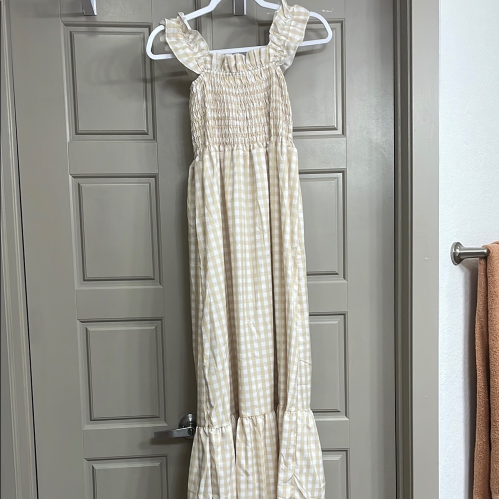 Cream Sleeveless Casual Sundress